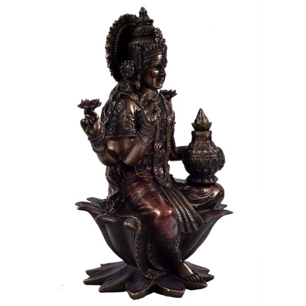Wooden Laxmi Sitting On Lotus