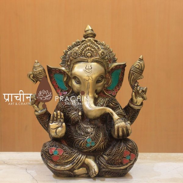 Ganesha Sitting With Stone Work