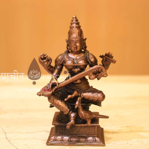 Copper Saraswathi Idol